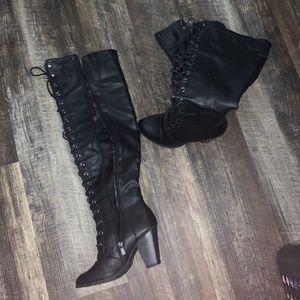 Thigh high black boots